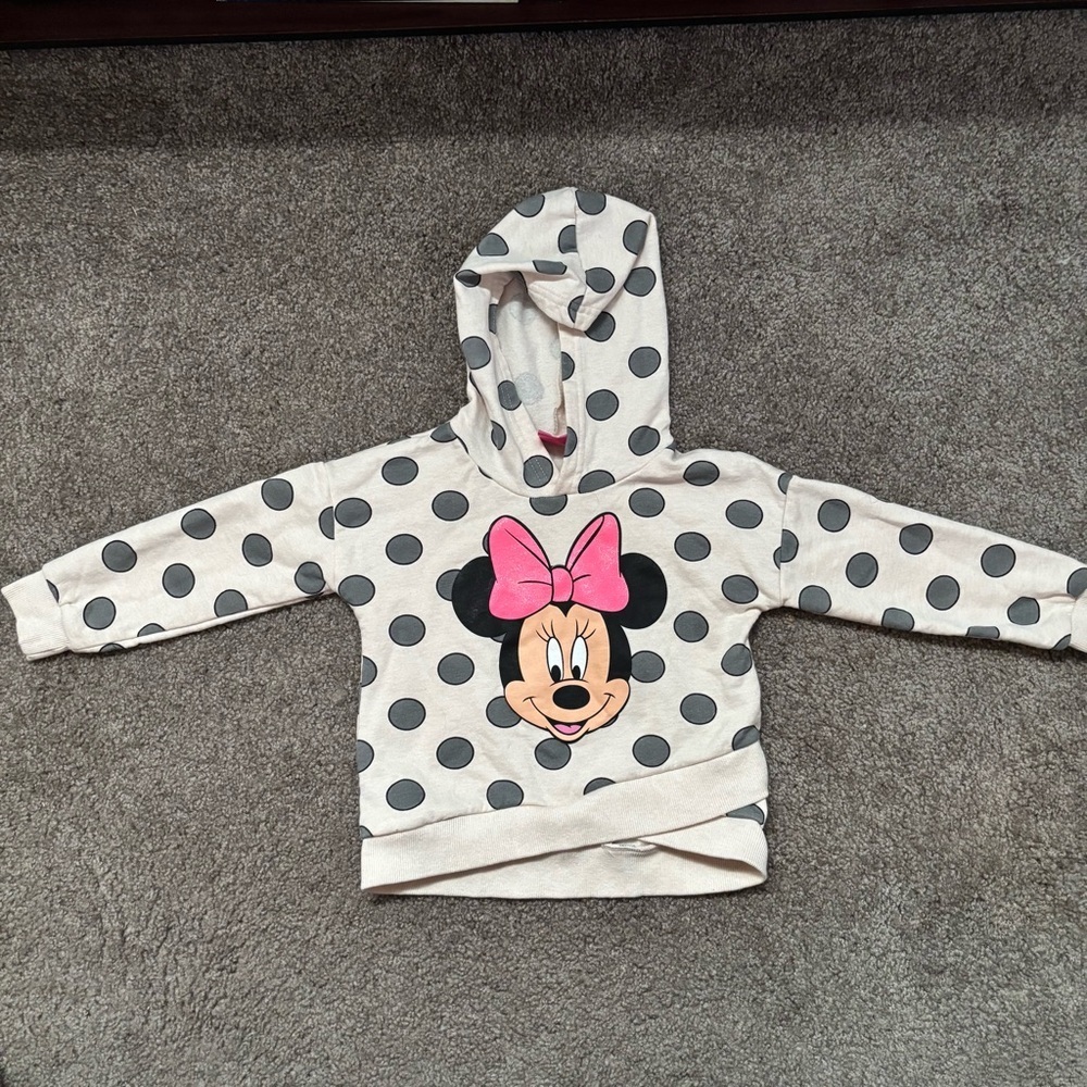 Disney Minnie Mouse Polka Dot Hoodie - Pink and Gray